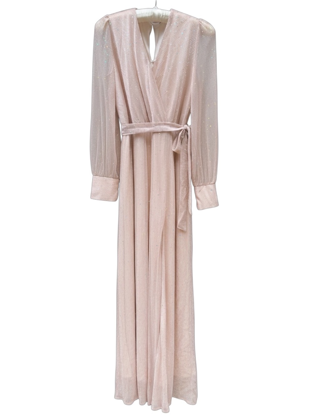 Baltic Born Shimmer Sequin Maxi Dress Blush Rose Gold Long Sleeve Formal Size 2X - Picture 2 of 7
